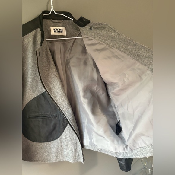 Weekday, size small, Gray and Black Biker Jacket, wool blend, Nikita mix - Picture 4 of 8